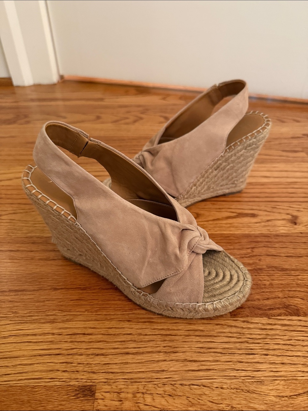 Joie Espadrille Wedge Sandals - Beige Suede